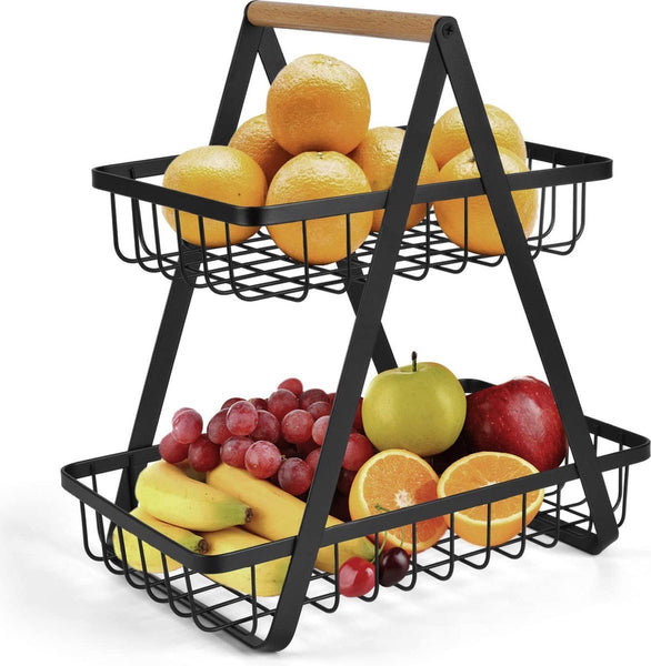 Fruitmand - Fruitschaal – Keuken Bureau Organizers – Aardappelbak - RVS Metaal - Zwart