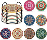Onderzetters - Set van 8 - Rond - Onderzetters voor glazen - Bohemian - Oosterse - Mandala design - Coasters - Moederdag cadeau
