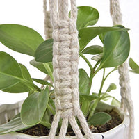 4 Stuks Plantenhangers - Hangpot voor Binnen/Buiten - Bloempot met Kralen - Macramé Touw/Koord Hangplant Houder - Wandhanger - Planthanger