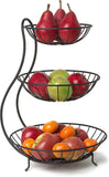 Fruitschaal - Etagere 3 laags – Fruitmand metaal - Schaal decoratie - voor fruit / groente / snacks / brood – RVS - 48 x 33 x 33 cm