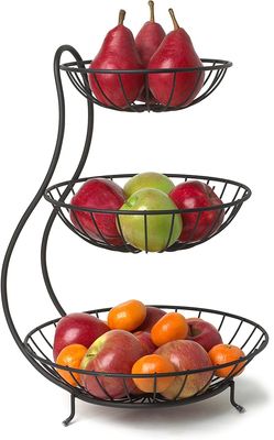 Fruitschaal - Etagere 3 laags – Fruitmand metaal - Schaal decoratie - voor fruit / groente / snacks / brood – RVS - 48 x 33 x 33 cm 1