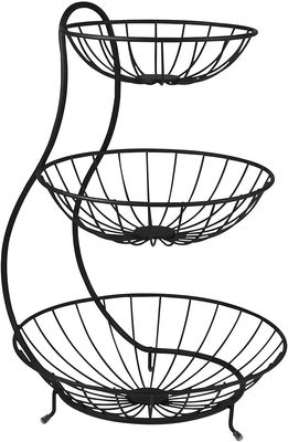 Fruitschaal - Etagere 3 laags – Fruitmand metaal - Schaal decoratie - voor fruit / groente / snacks / brood – RVS - 48 x 33 x 33 cm 2