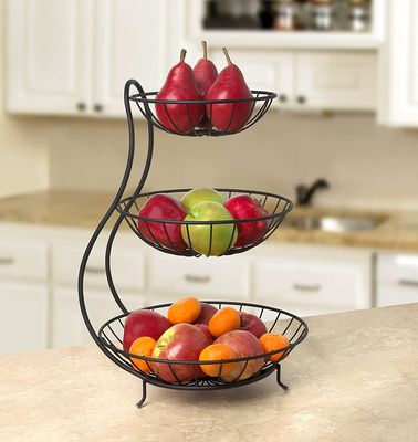 Fruitschaal - Etagere 3 laags – Fruitmand metaal - Schaal decoratie - voor fruit / groente / snacks / brood – RVS - 48 x 33 x 33 cm 5