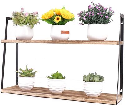 Wandplank met Paulownia Hout – Wandrek Industrieel Zwevend – Plankjes aan de muur – Wanddecoratie – Met gebranden afwerking 1