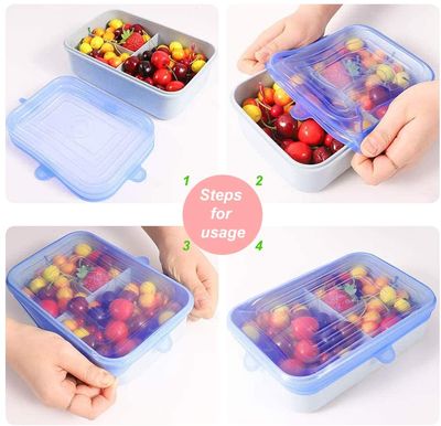 Siliconen deksels - 2 Designs - Vierkant & Rond - Set van 12 Stretch - Flexibele Vershoudbakje - Pandeksel - LFGB norm - 41% Rekbaar 2