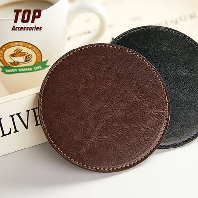 8 PU Leren Onderzetters voor glazen met Houder – Glasonderzetter voor op tafel – Waterbestendig – 8 stuks – Anti klevend materiaal 2