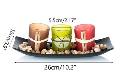 Waxinelichthouders glas – 3 kleuren – Kaarsenhouders voor waxinelichten – Theelichthouder – Met steentje en houder 1