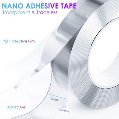 Nano Tape - Klussen - 10 Meter Lang (2x5m) - 1 cm breed - Dubbelzijdig Plakband Extra Sterk - Transparante Dubbelzijdige Tape Extra Sterk - NanoTape - Muur Tape - Waterdicht - Herbruikbaar 1