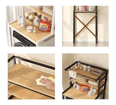 Wasmachine Rek - 3 laags - Robuust - Vocthbestendig - 69 x 60 x 177 cm - Zwart 1