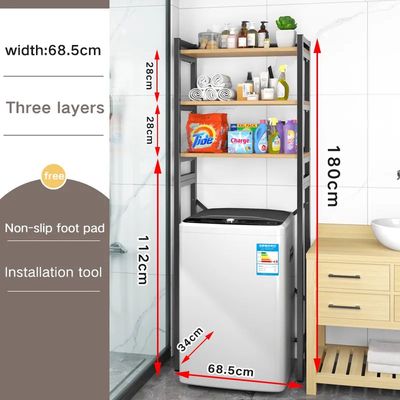 Badkamer rek - Wasmachine Rek - 3 laags - Robuust - Vocthbestendig - 69 x 34 x 180 cm 1