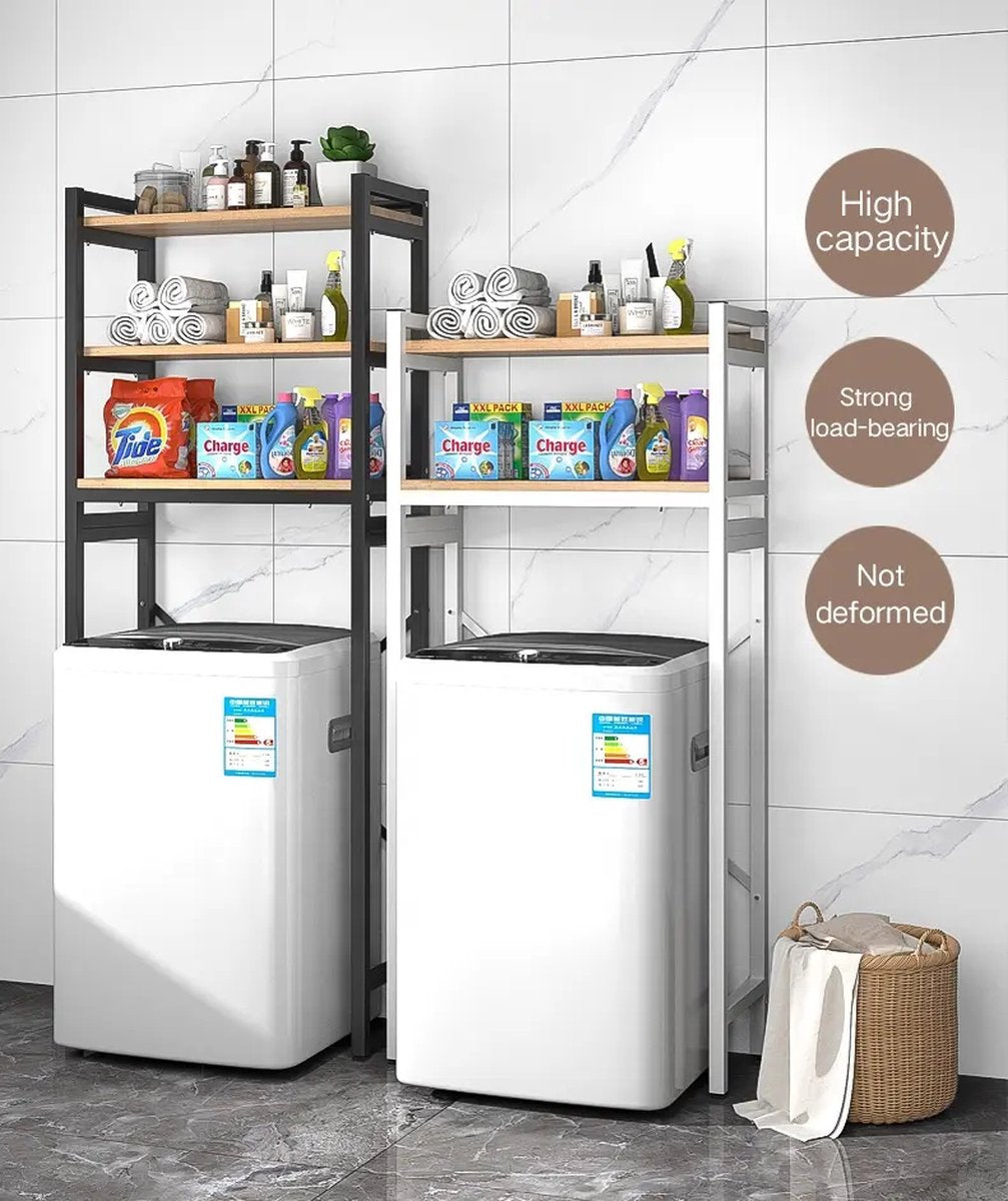 Badkamer rek - Wasmachine Rek - 3 laags - Robuust - Vocthbestendig - 69 x 34 x 180 cm