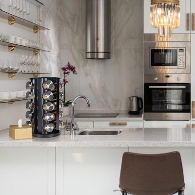 Kruidenrek staand – kruidenrek draaibaar – rek met 20 kruidenpotjes rond – kruiden organizer – Incl. 48 labels - Zwart 1